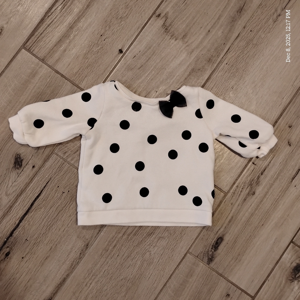 Carter's White Top with Black Bow Accent